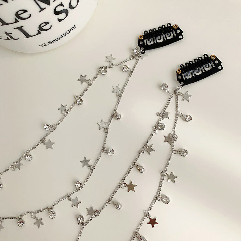 Sparkling Star Braided Hair Chain Long Tassel