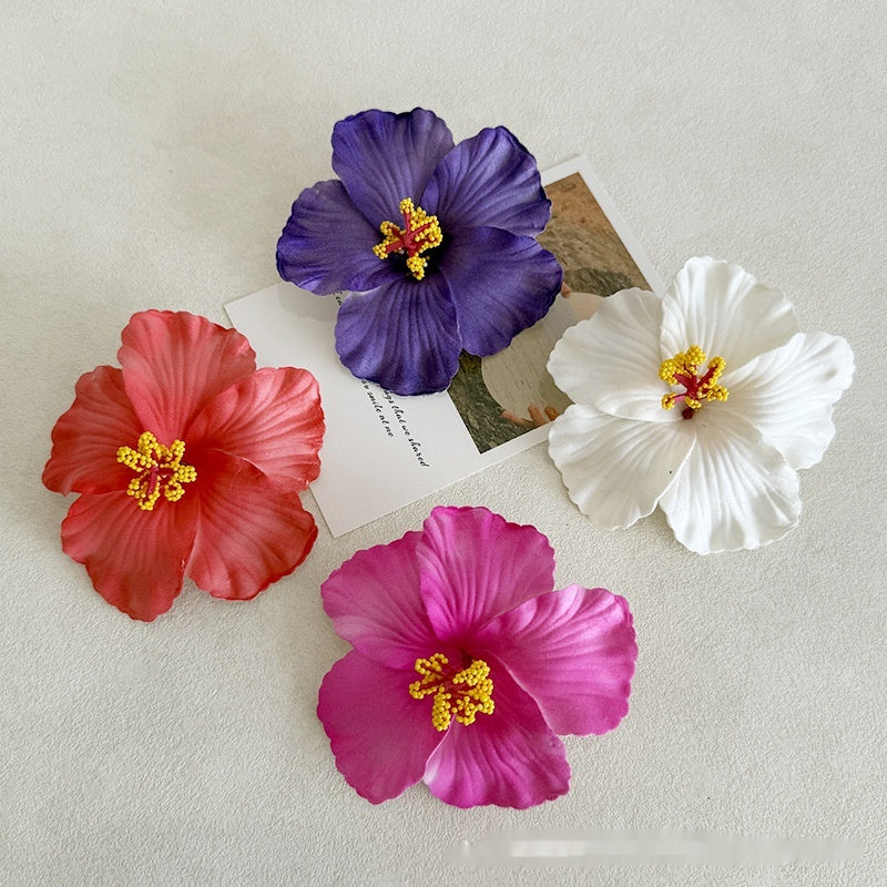 Simulation Hibiscus Hair Clip Women Atmosphere Seaside Photography Headwear Flower Side Clip