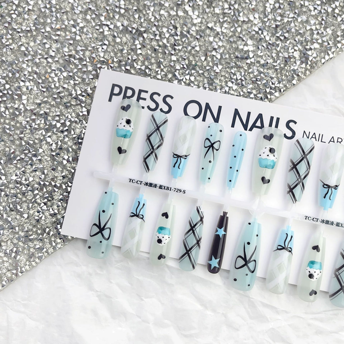 Press On Pretty Summer Sweet Cool Ins Style Ice Cream French Glossy Sealing Layer Nail Sticker