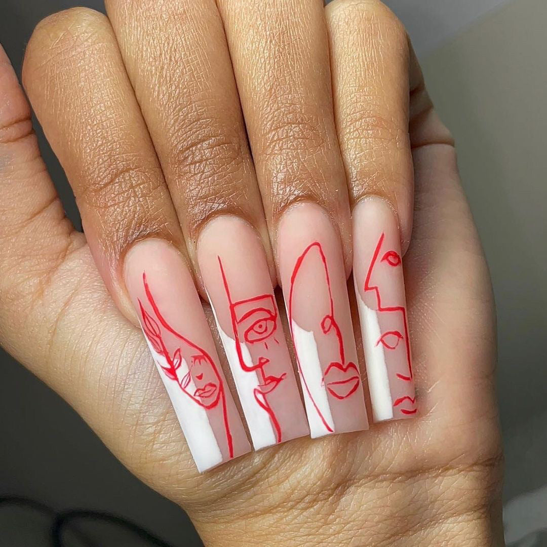 Artistic Abstract Face Wear Nail Line Manicure Personality Nail Tip