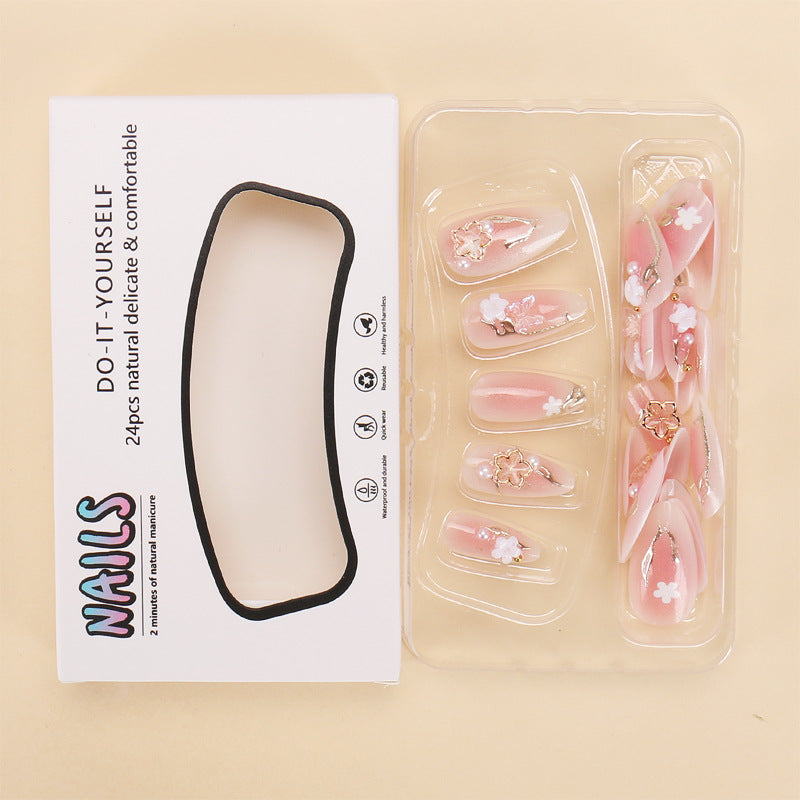 Wear Nail Flower Gilding Nail Tips Gradient