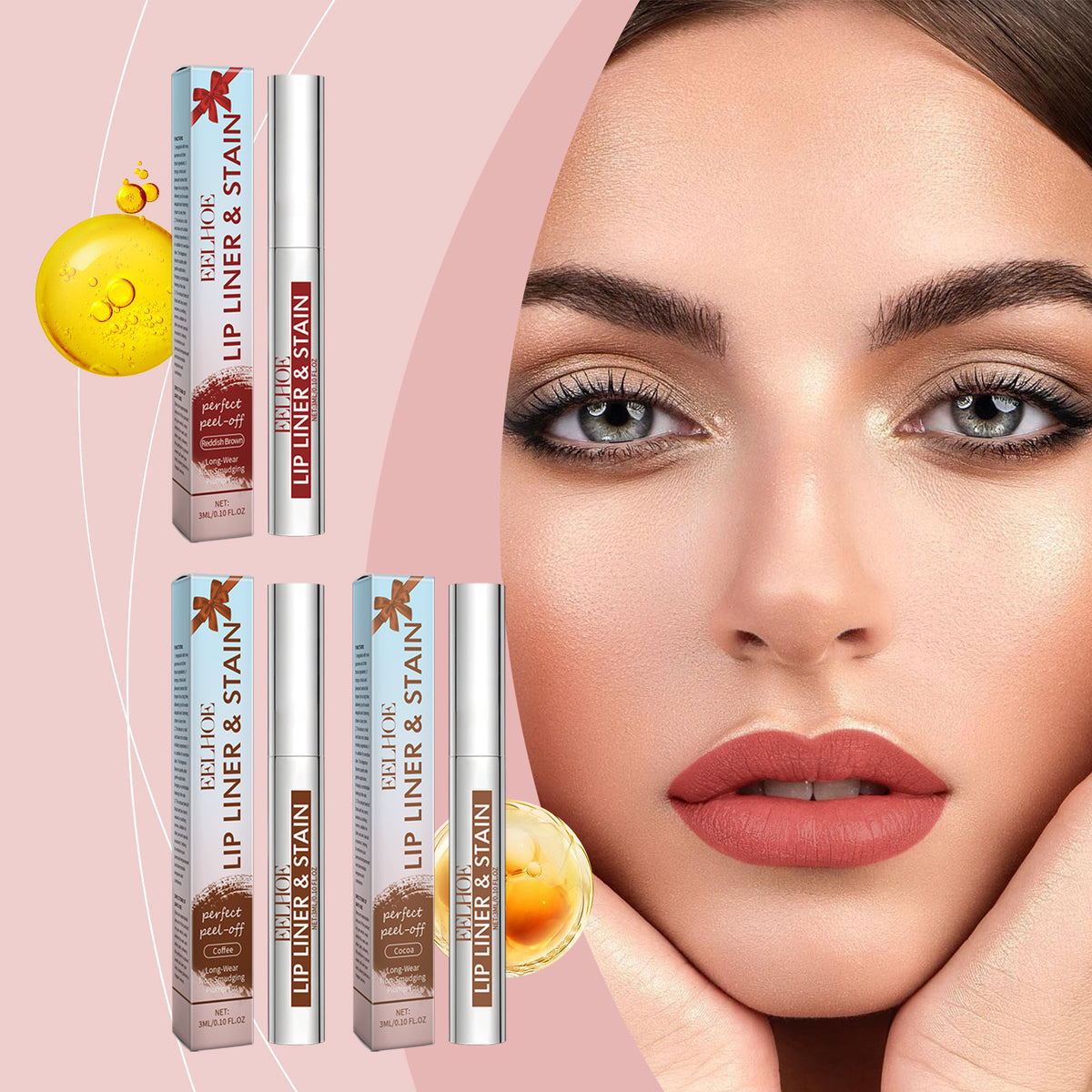 Eelhoe Peeling Lip Gloss Waterproof Lip Liner Stain Tattoo Long Lasting Makeup Peel Off Tattoo Lipgloss Hydrating Matte Lip Peel Off Lipliner Cosmetics