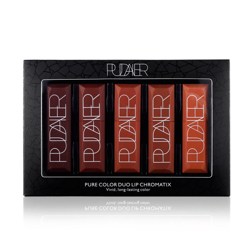 Pudaier Pumpkin Color Matte Lipstick Matte Lip Glaze Longlasting Lip Gloss