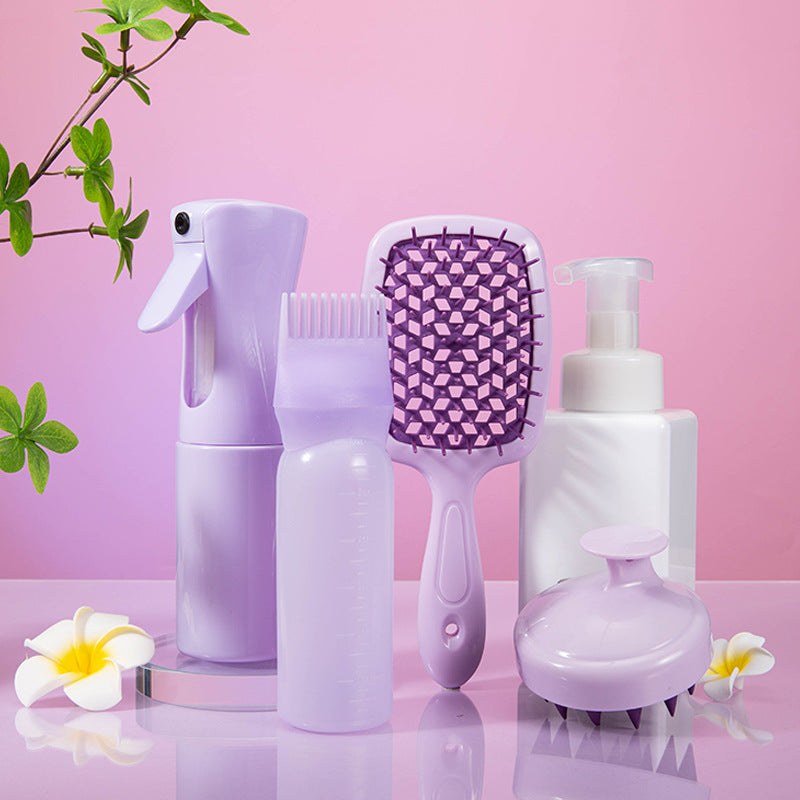 High Pressure Spray Bottle Cleaning Silicone Shampoo Brush Hollow Comb Hair Care Hair Dyeing Comb Suit