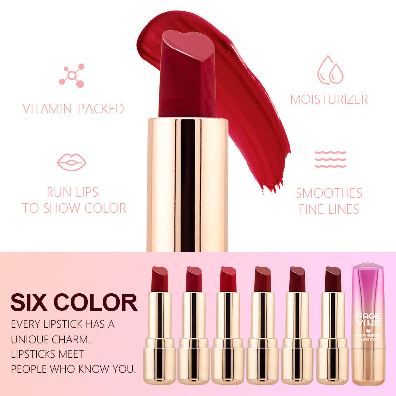 Page Vine Six-color Heart-shaped Matte Lipstick Easy To Color And Moisten