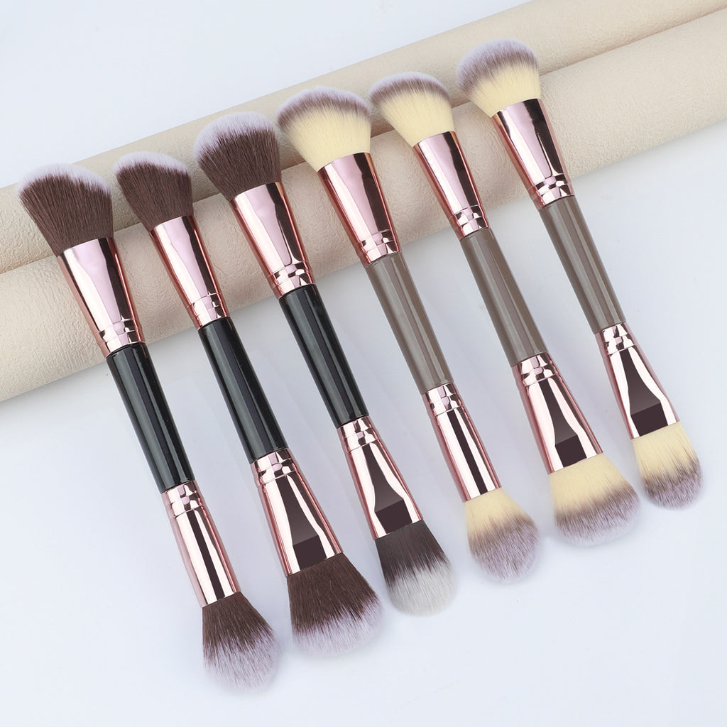 3 PCs Double-ended Makeup Brush Suit Soft Foundation Shading Brush Beauty Tools