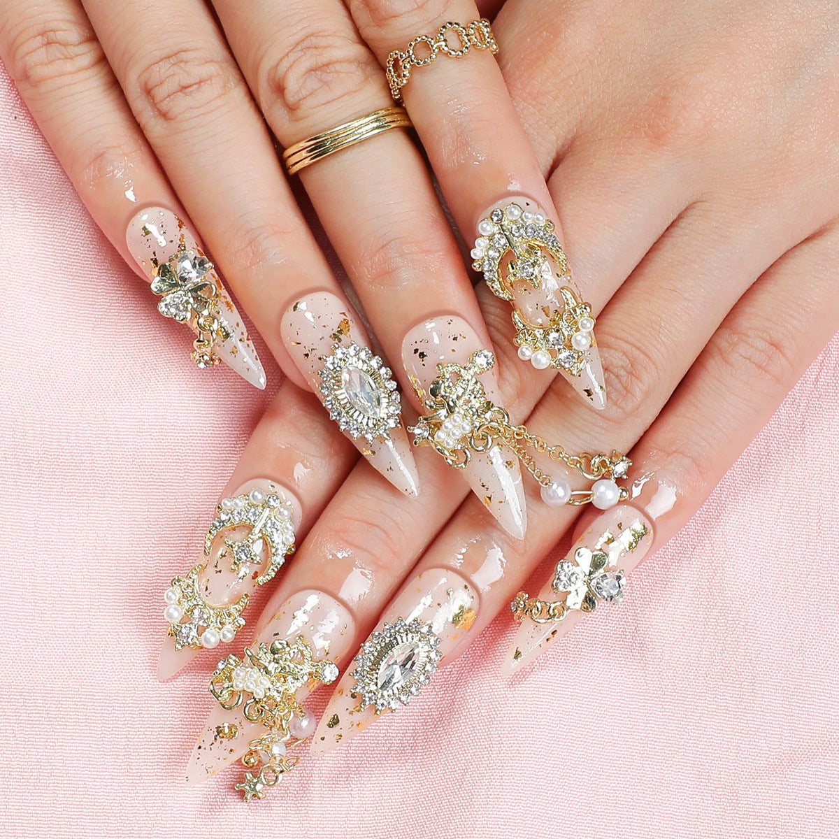 Metal Heavy Industry Golden Pearl Wear Nail Pure Handmade