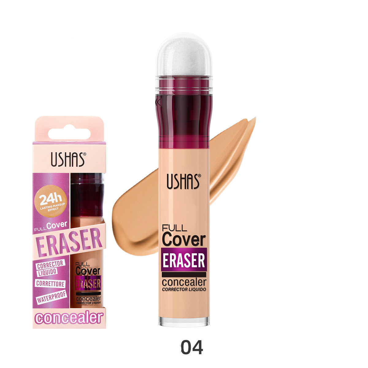 Ushas 12 Colors Sponge Head Liquid Foundation Makeup Liquid Concealer Long Lasting Smear-proof Makeup Waterproof Concealer