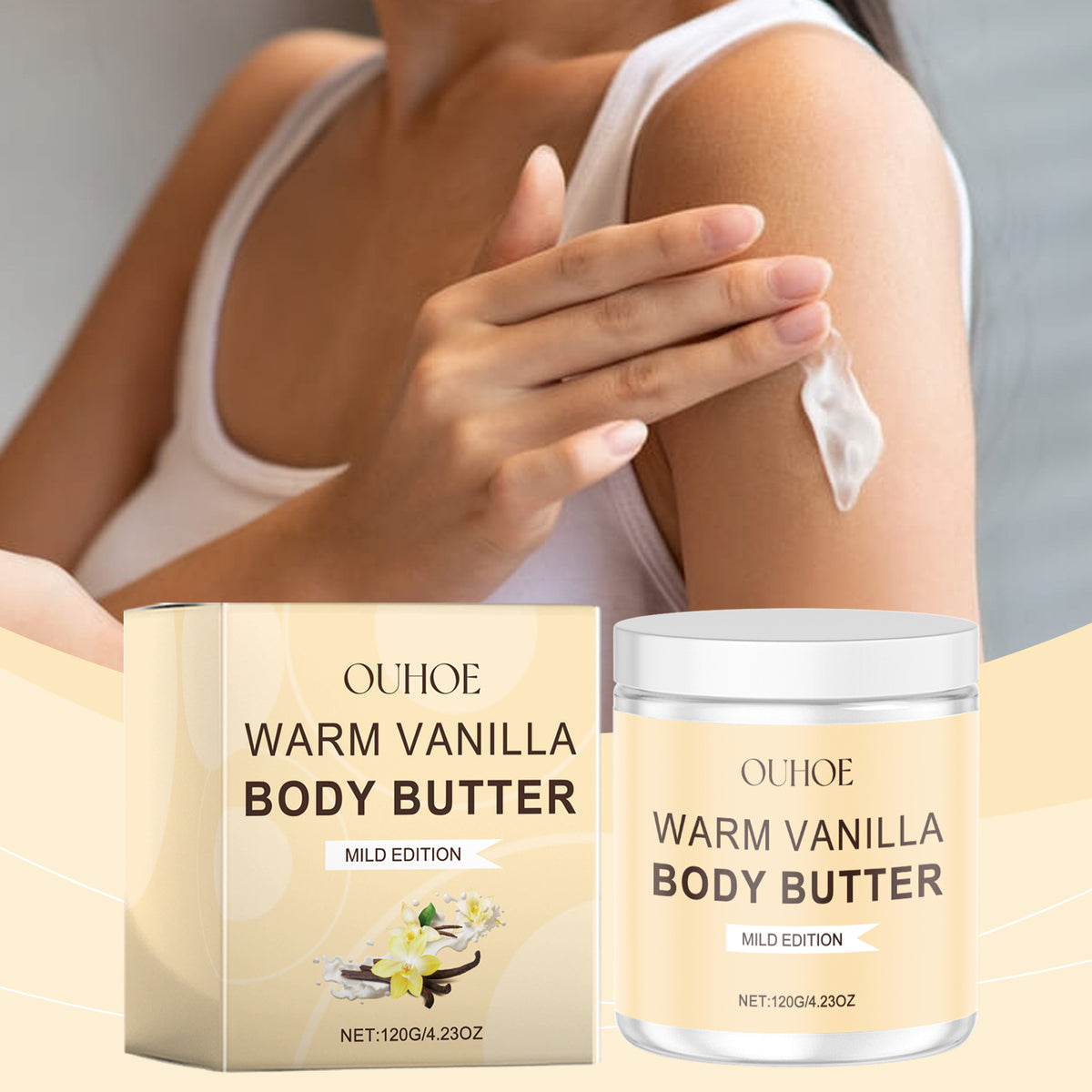 Ouhoe Vanilla Body Scrub Cream Mild Exfoliating