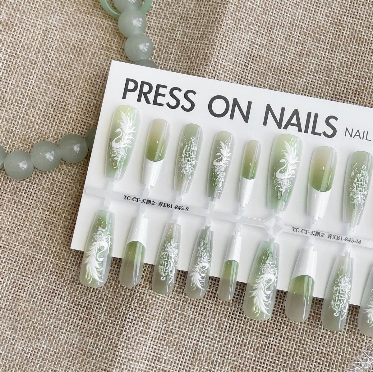 Press On Nails New Chinese Style Antique Swan Comfort Embroidery Wear Nail Tip