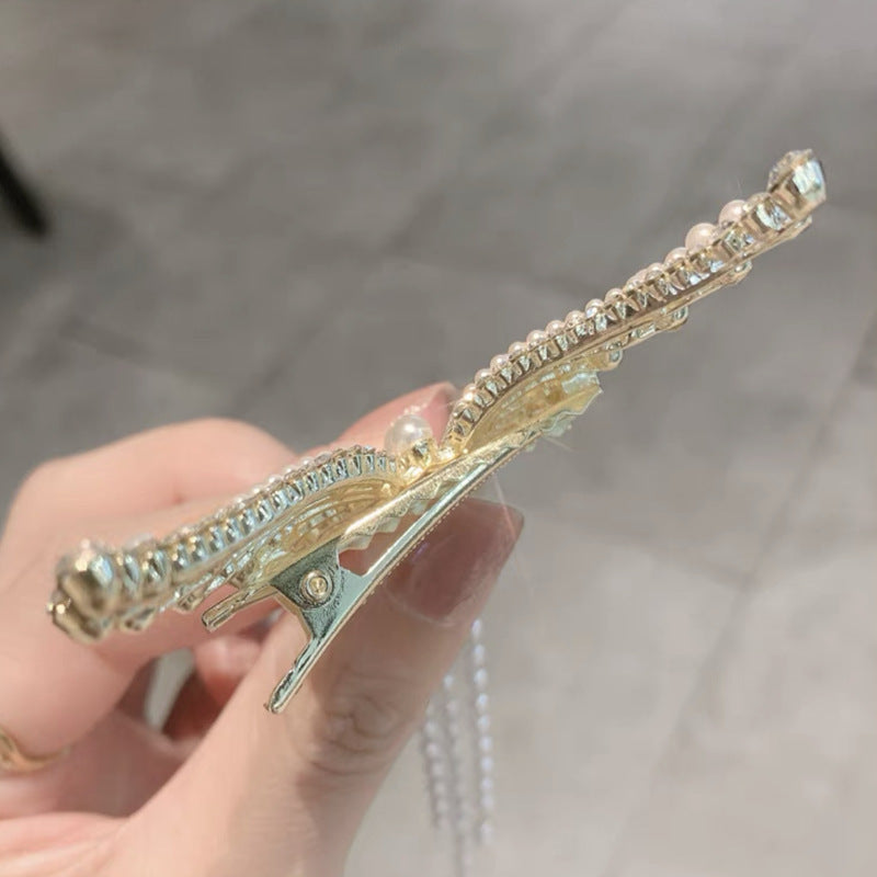 Women's Hair Clip With Diamond Angel Wings
