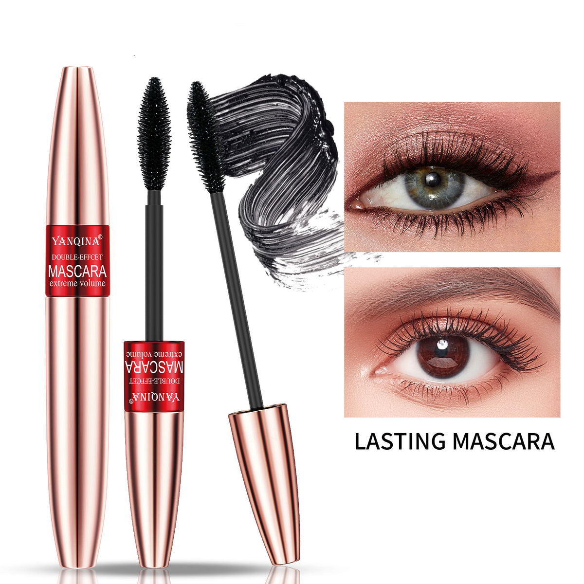 Yanqina Face Makeup Double-headed Mascara 2-in-1 Not Smudge Long
