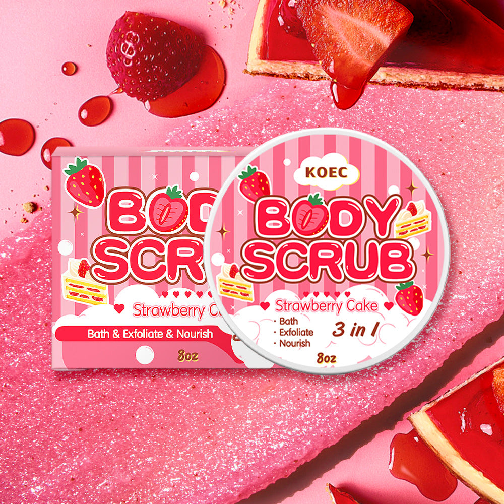 Koec Strawberry Cake Body Scrub Cream Deep Cleansing Exfoliating