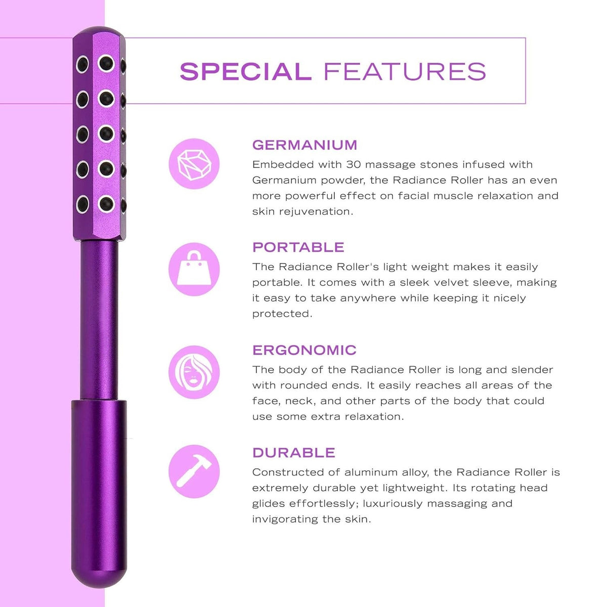 Kukusan Beauty Stick Germanium Stone Lifting Facial Roller Beauty Massage Instrument Beauty Bar