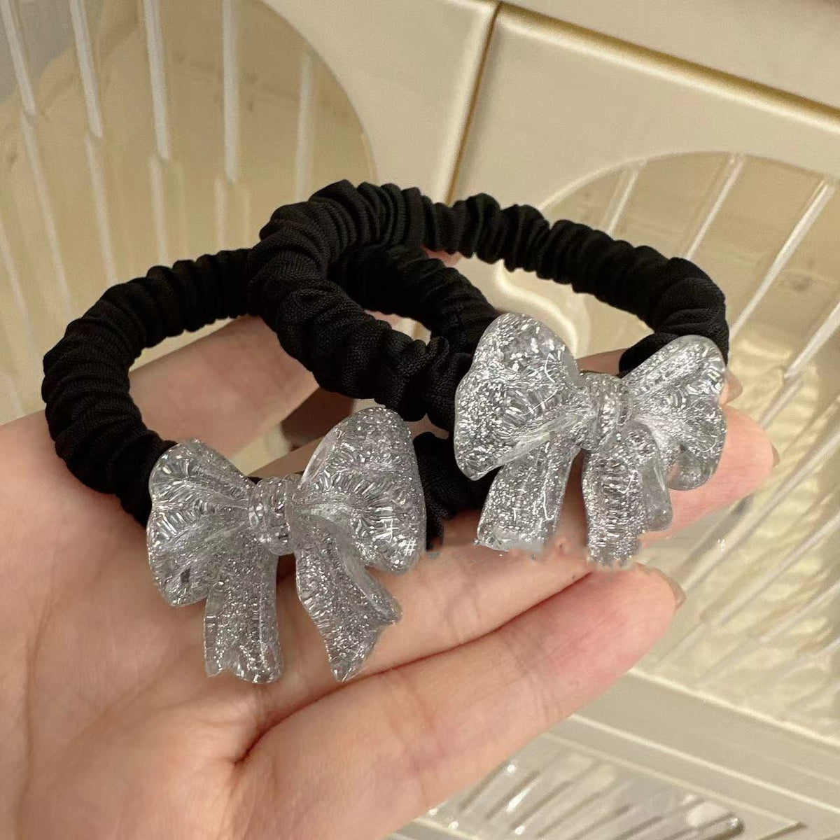 Minimalist Bowknot Small Intestine Hair Ring Durable Leather Case