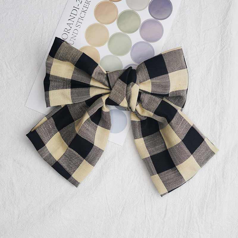 Cute Girl Plaid Fabric Bow Hair Clip