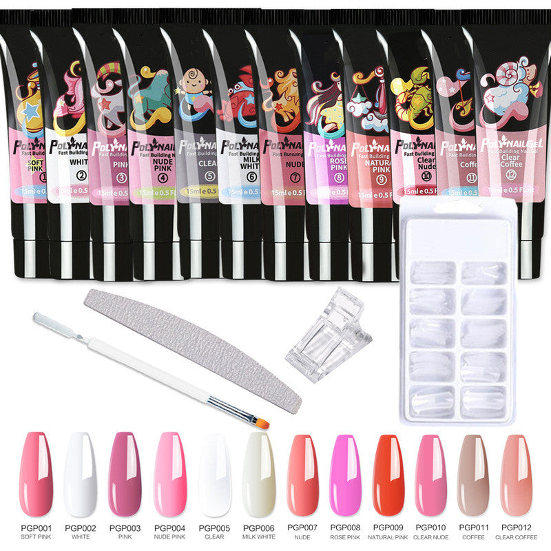 PolyNails Nail Enhancement Extension Gel Set Paper Free Holder Extension Crystal Gel Set