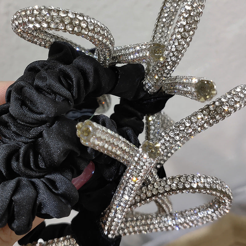 Shiny Diamond-studded Bow Hair Tie