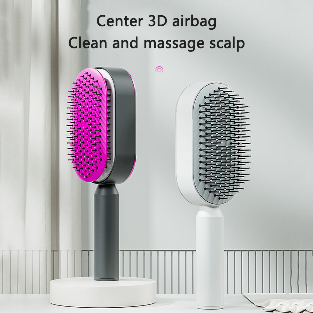 Self Cleaning Hair Brush For Women One-key Cleaning Hair Care Airbag Massage Scalp Comb Anti-Static Hairbrush