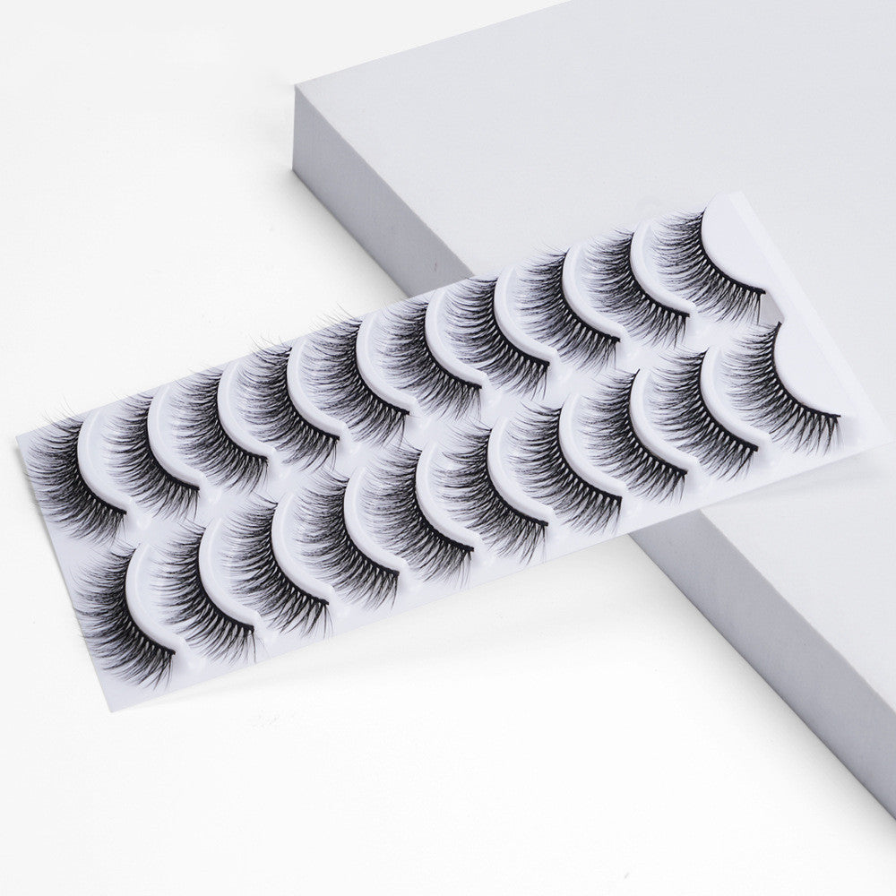 Langmanni Beauty Supplies 10 Pairs Natural False Eyelashes Box