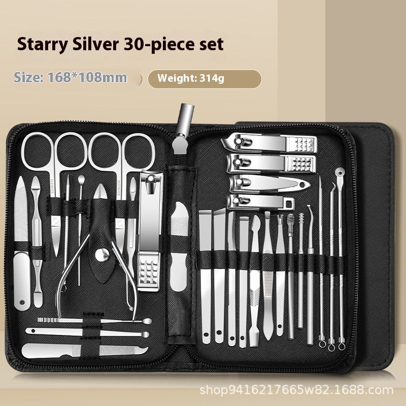 Full Set Of Nail Clippers Suit 30-piece Stainless Steel Nail Scissors Nail Clippers Cuticle Nipper Fingernail Maintenance Kit Suit