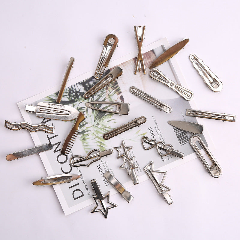 Simple Metal Silver Hair Clip Side-style