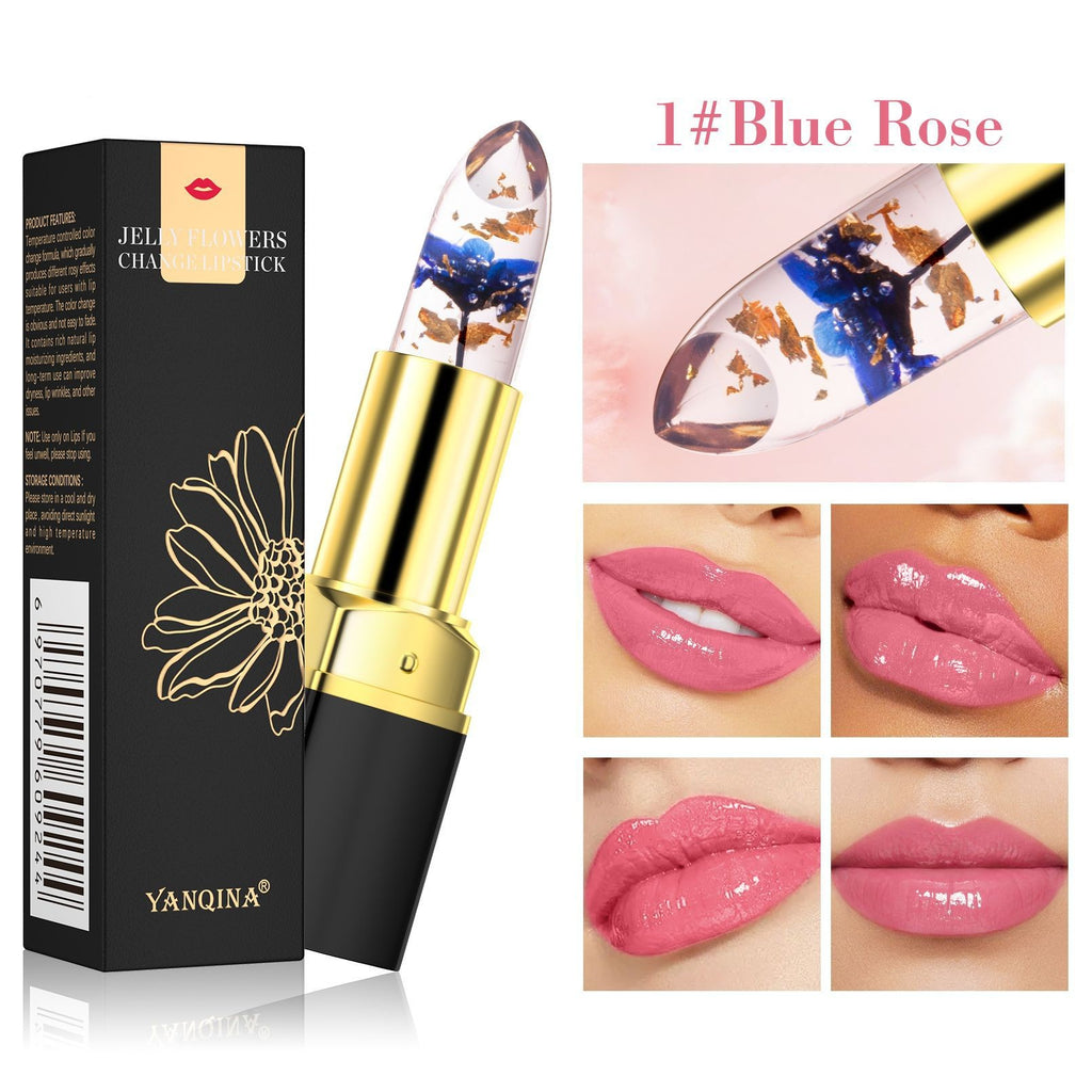 Yanqina Petal Flower Color Changing No Stain On Cup Temperature Change Lipstick Three-color Jelly Lipstick
