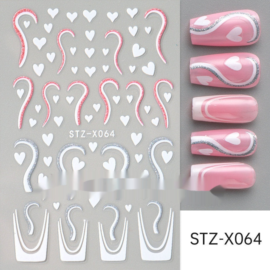 New Nail Beauty Black And Silver Strip Sticker