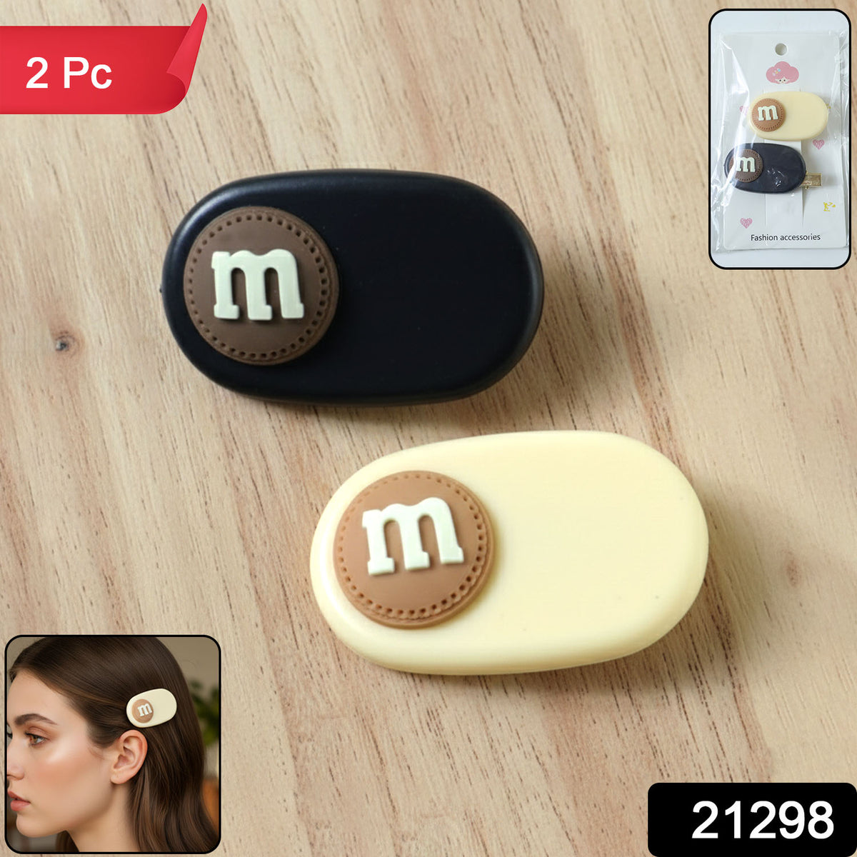 Alphabet Letter Design Decorative Hair Clips Set (2 Pc)