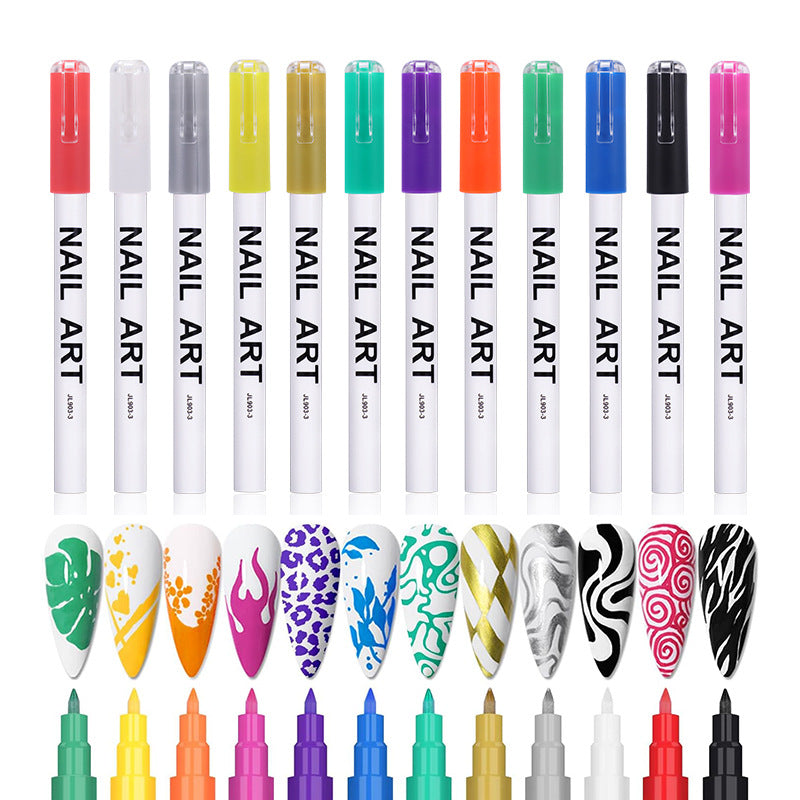 Amazon colored nail art brush, waterproof DIY graffiti nail piece, 0.7mm high-gloss outlining pen, single piece