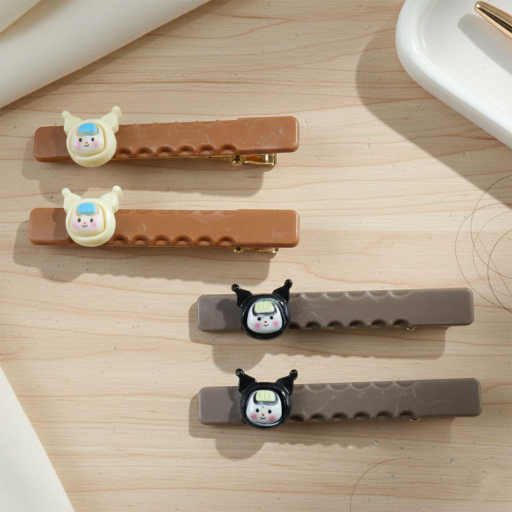 Cute Character Decorative Hair Clip Set (4 Pc)