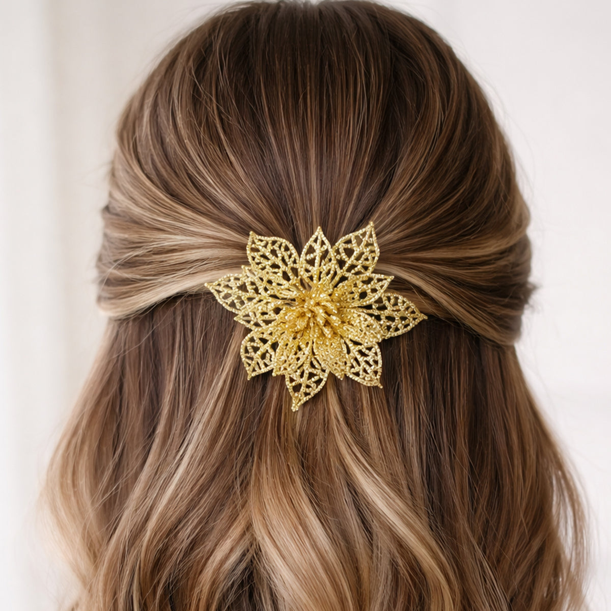 Glitter Flower Hair Clip Set (6 Pc Mix Color Set)