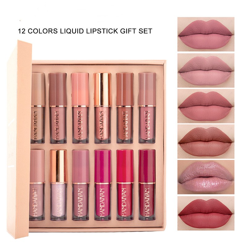 Handaiyan 12 Color Book Lip Gloss Liquid Lipstick Authentic Suit