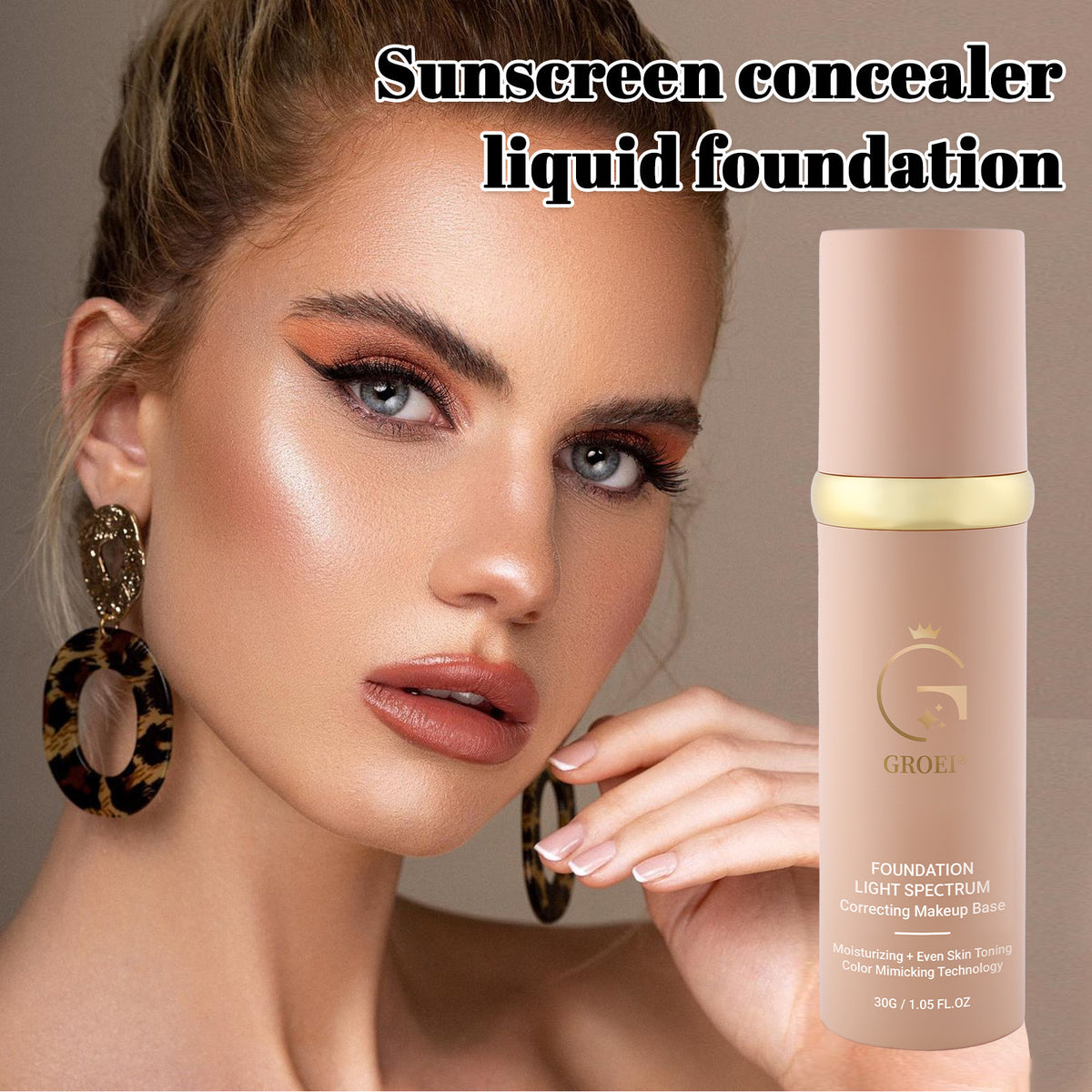Groei Concealer And Moisturizer Nourishing Waterproof And Durable Smear-proof Makeup Non-stuck Powder Foundation