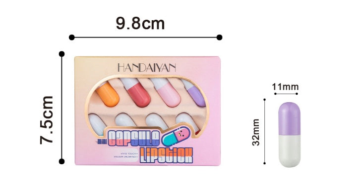 Handaiyan Pill Capsule Lipstick Lip Balm Sample 8 Color Suit