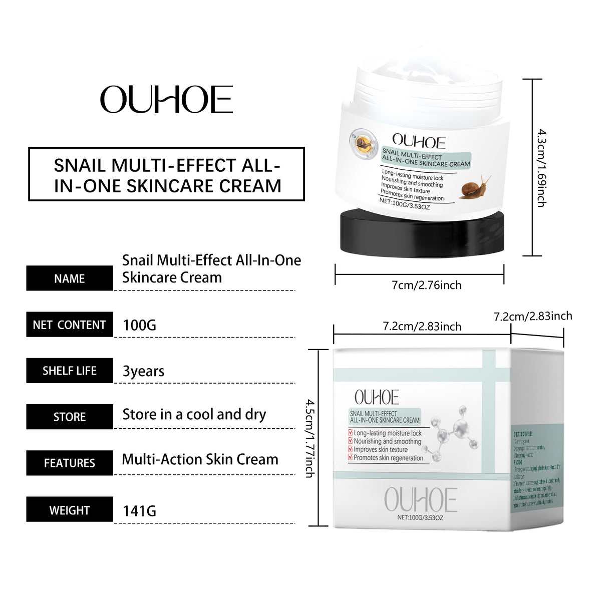 Ouheo Snail Multi Effect Skincare Cream