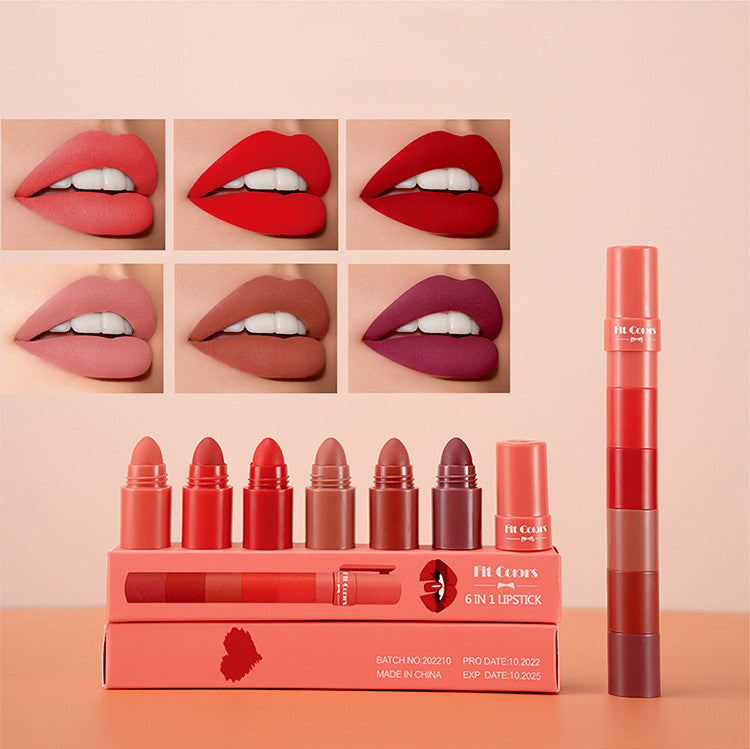 Fit Colors 6 Sections Of Misty Velvet Show Color And Do Not Touch Cup Lip Gloss Lipstick Pen