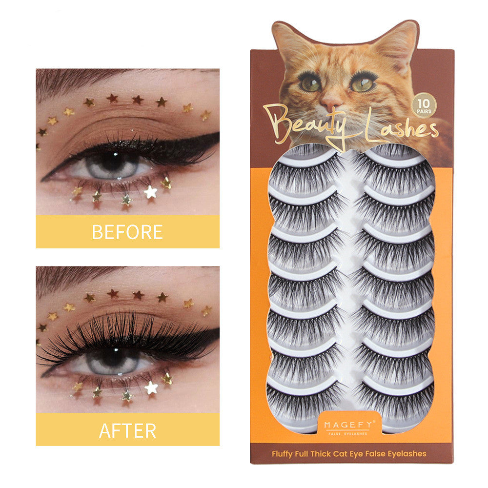 Langmanni Beauty Supplies 10 Pairs Natural False Eyelashes Box