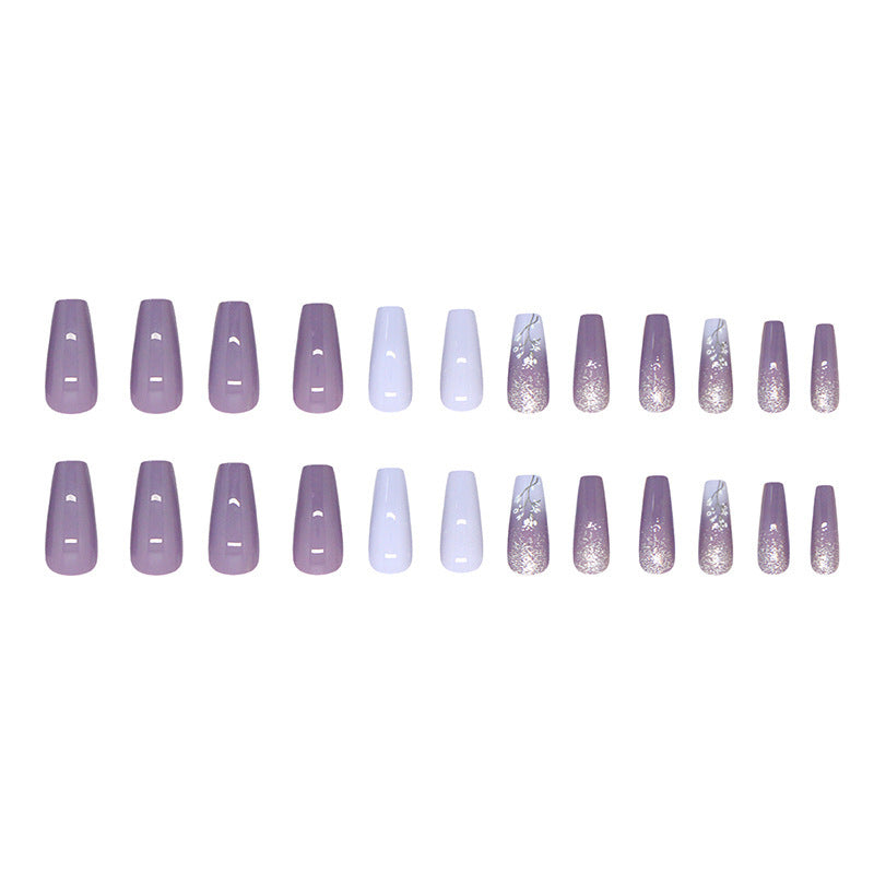 Press-on Ballet Nail Stickers Purple Vine Removable