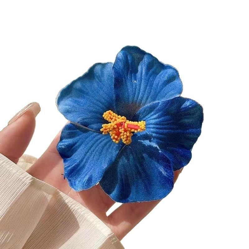 Simulation Hibiscus Hair Clip Women Atmosphere Seaside Photography Headwear Flower Side Clip