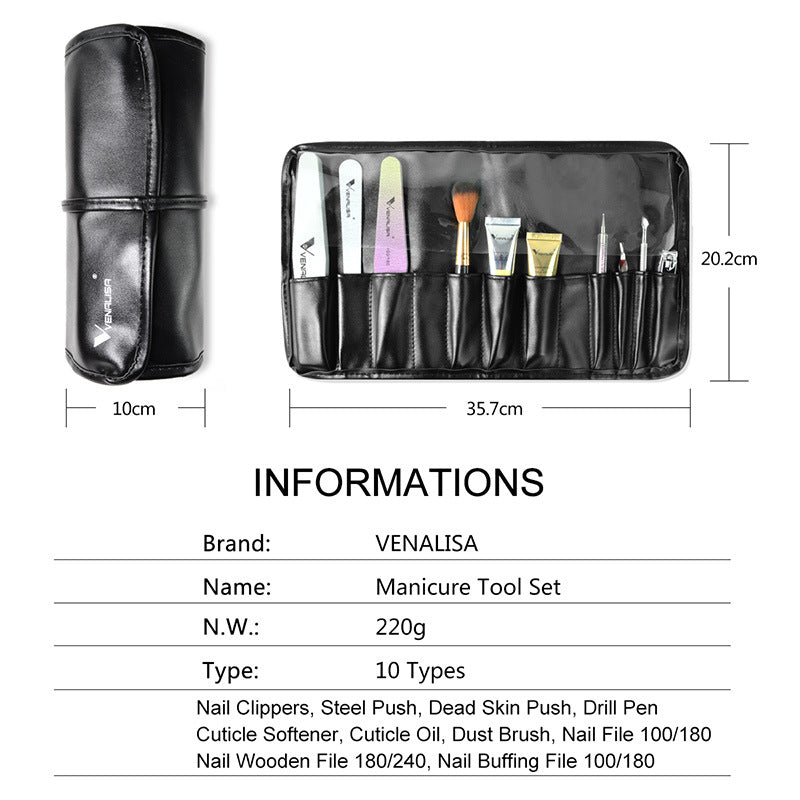 Venalisa Nail Art Kit Dead Skin Scrub Nail Polish Nail Clipper 10 Nourishing Sets