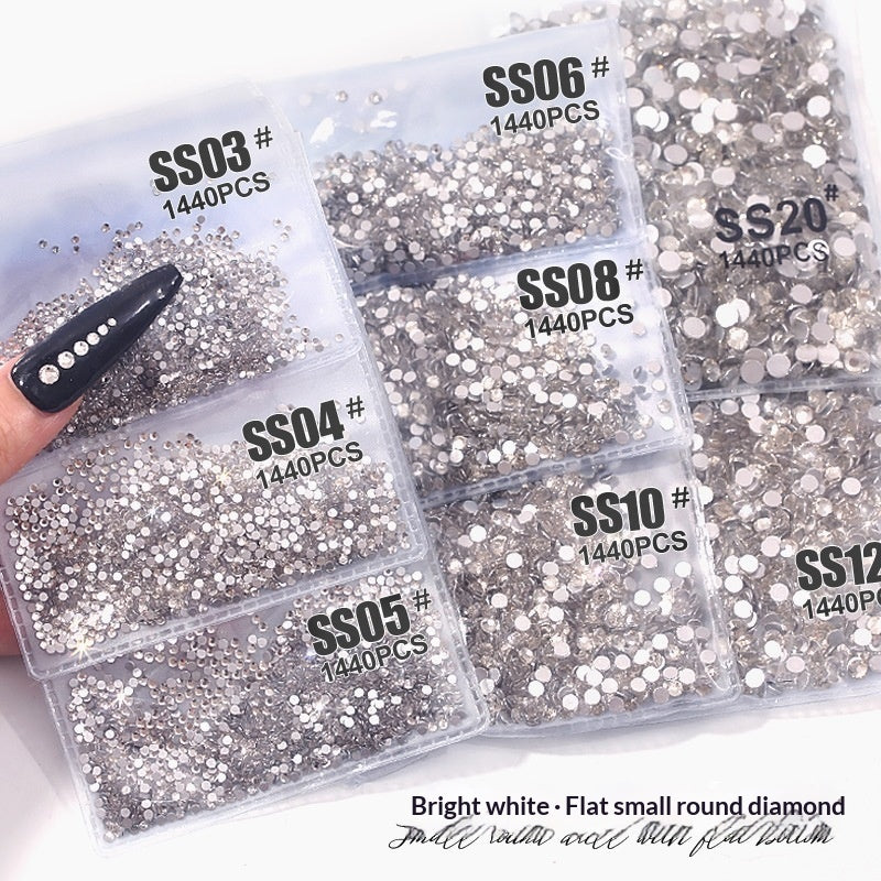 Transparent Flat-bottomed Small Round Rhinestones For Dazzling Nail Art