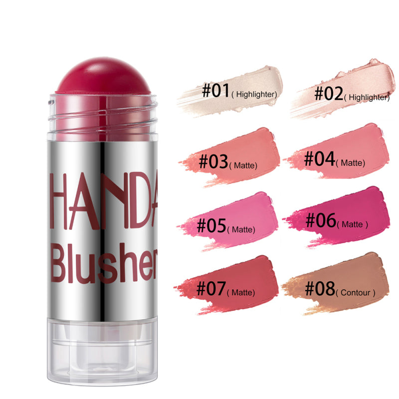 Handaiyan Cheek Blusher Shimmer Blush Stick Face Makeup Highlighter Bronzer Contour Cream Long-lasting Facial Make Up Cosmetics
