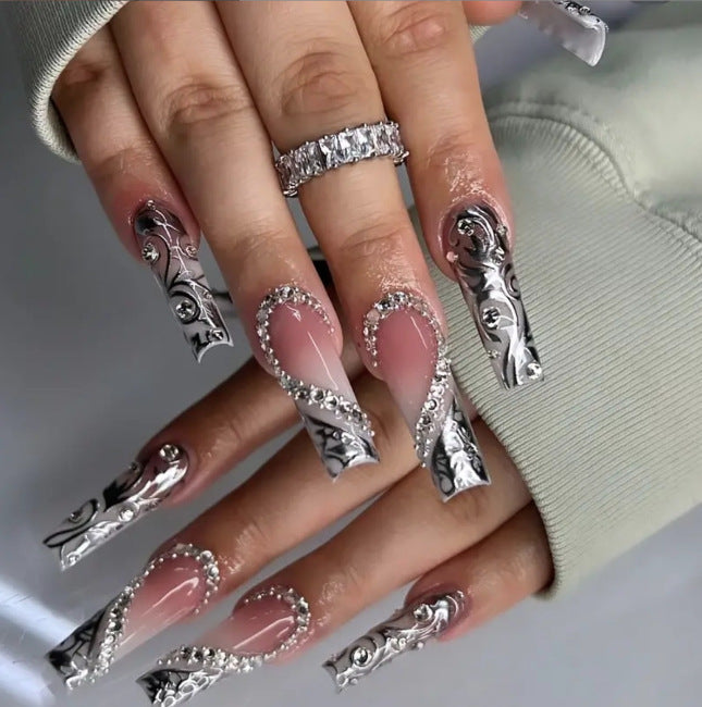 Wear Nail Tip High-grade Purple French Butterfly Black Edge Nail Sticker Nail Stickers