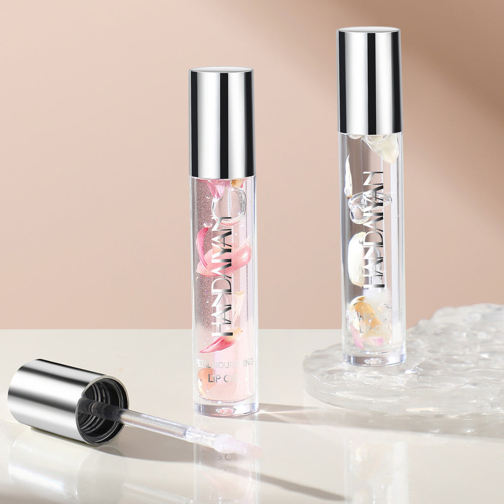 Handaiyan Transparent Dried Flower Lip Gloss Mirror Water Light Lasting