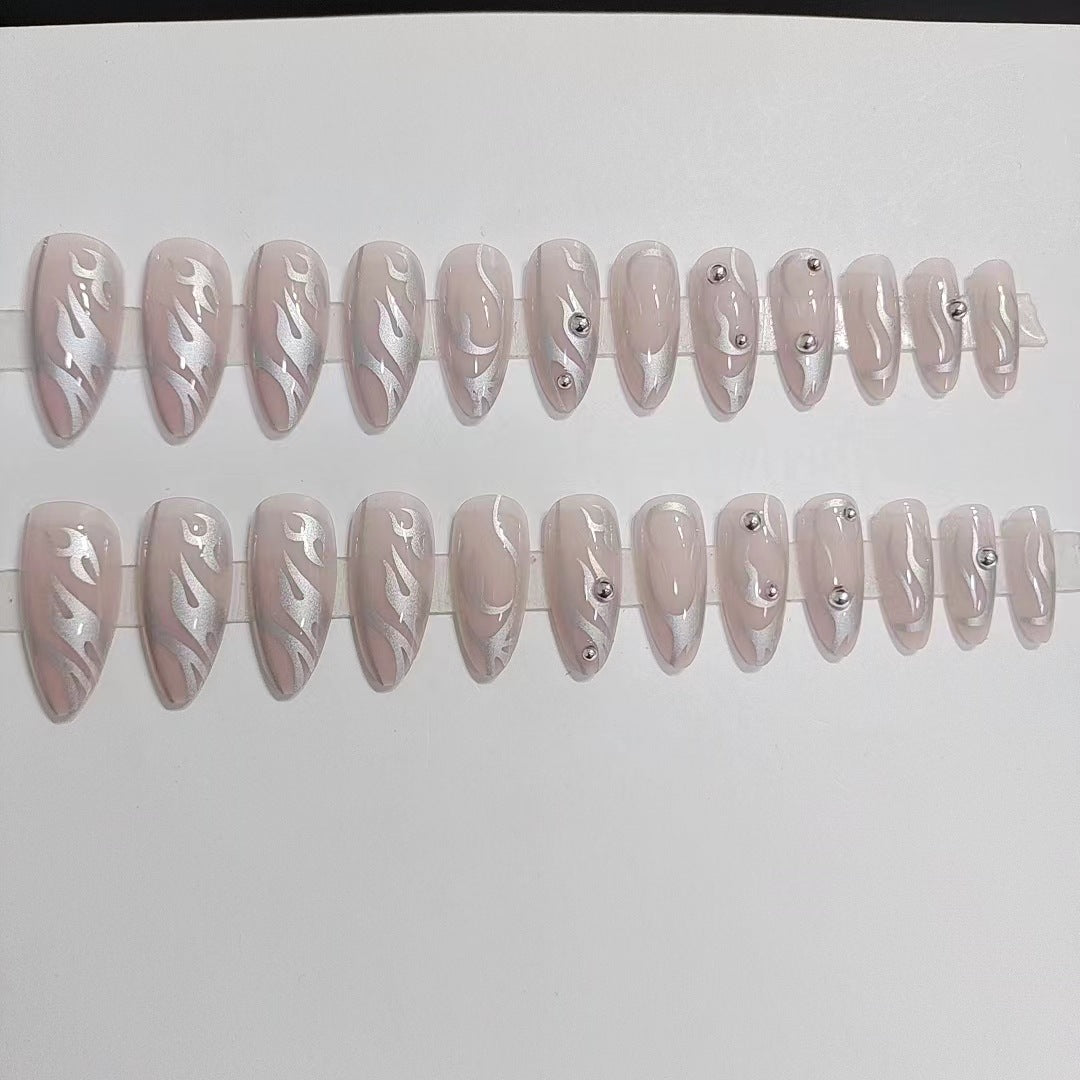 Flame Rivet Mid-length Pointed Detachable Finished Nail Beauty