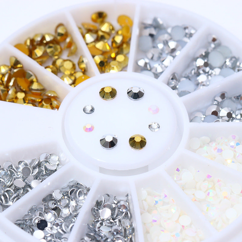 Nail Disc Ornament Nail Crystal Electroplating Rivet Metal Jewelry Gold And Silver Magic Color Flat Bottom Rhinestone Disc