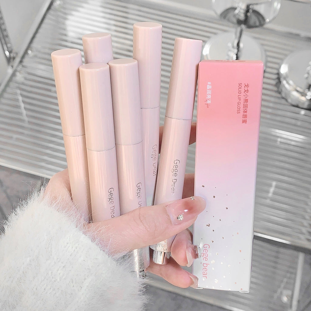 Gege Bear Solid Lip Gloss Water Light Mirror Press Lipstick