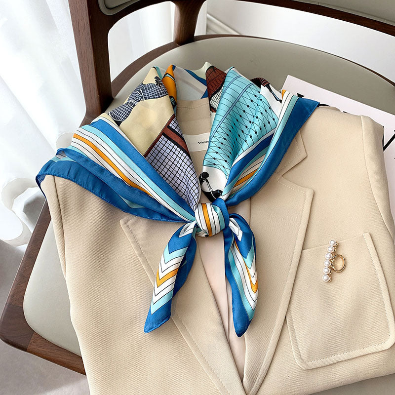 Spring And Summer New Silk-like Korean-style Printed Skin Markf Square Skin Markf Decorative Collarbone Skin Markf Hair Band Fashion Dual-use Arm Bag