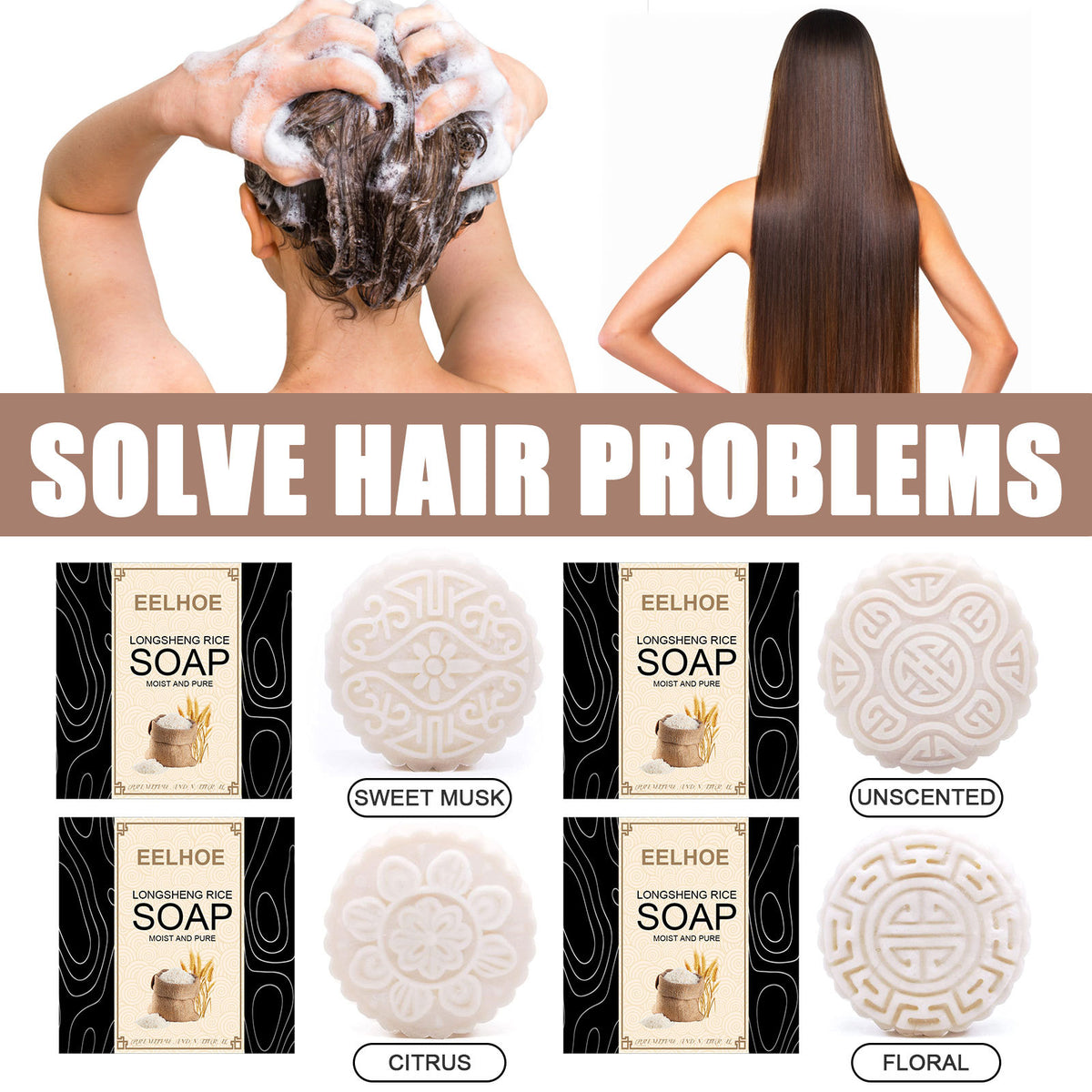Eelhoe Water Soap Shampoo Soap Nourishes Frizz, Conditioner And Softens Hair